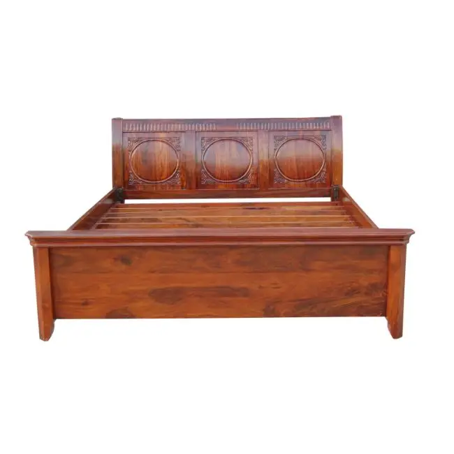 
Industrial & vintage solid Indian Mango wood Natural Finish Bed 