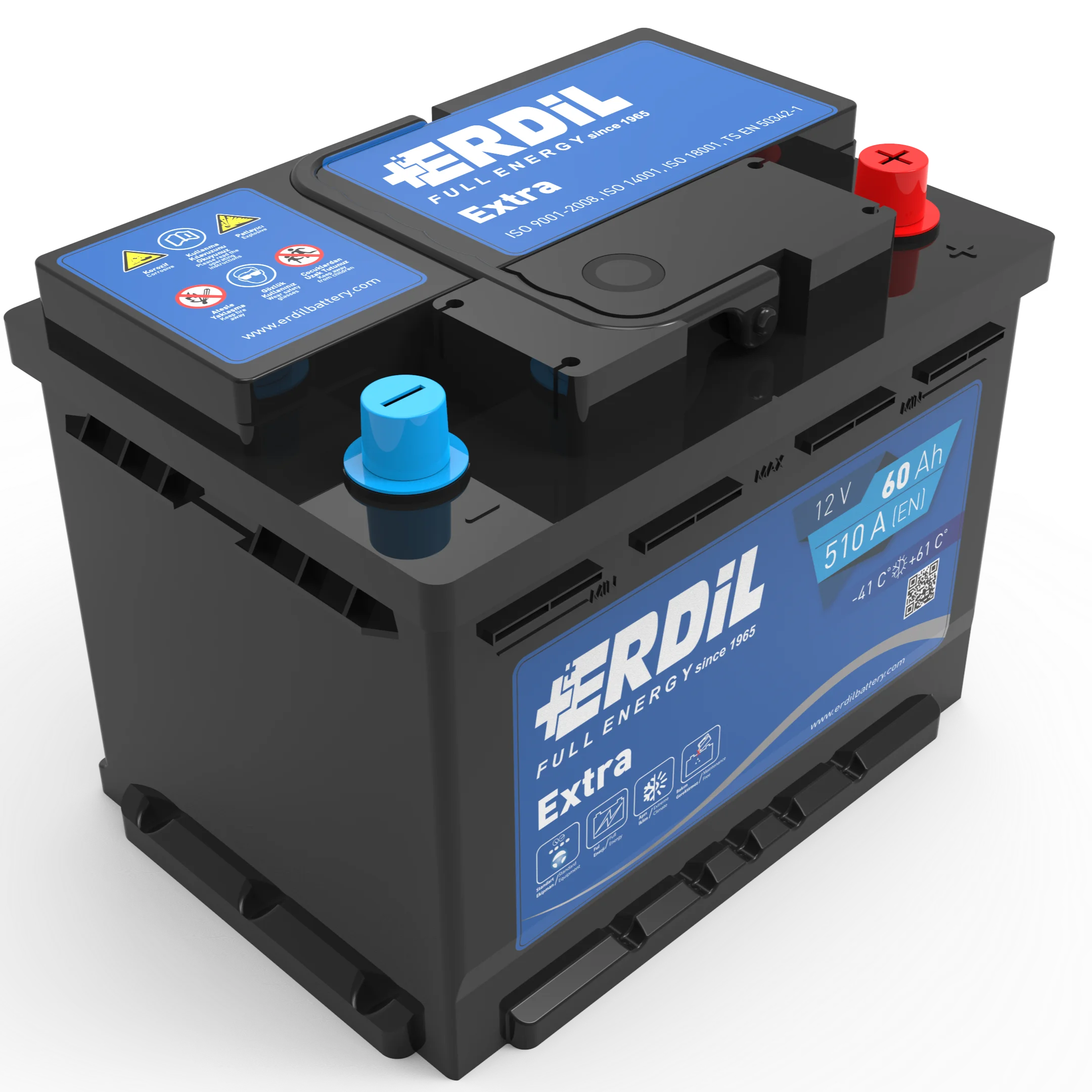 Автомобильная батарея марки Erdil, 12 В, 60 ач, серия DIN, не требует обслуживания, свинцово-кислотная Автомобильная батарея от производителя