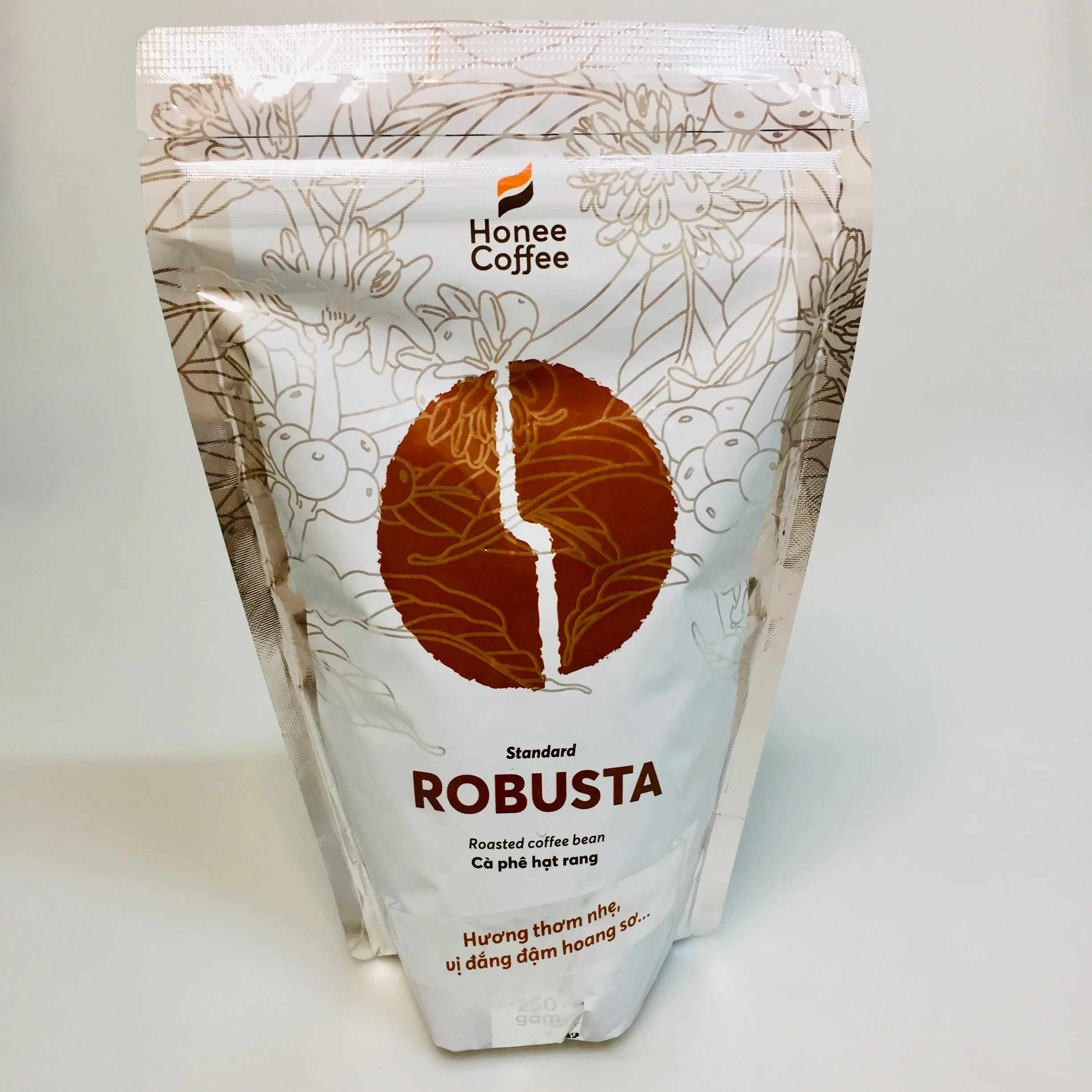 Single Origin Viet Nam Robusta Whole Coffee Beans Roasted 250g 500g 1 kg High Quality and Good Product Honee Brand -