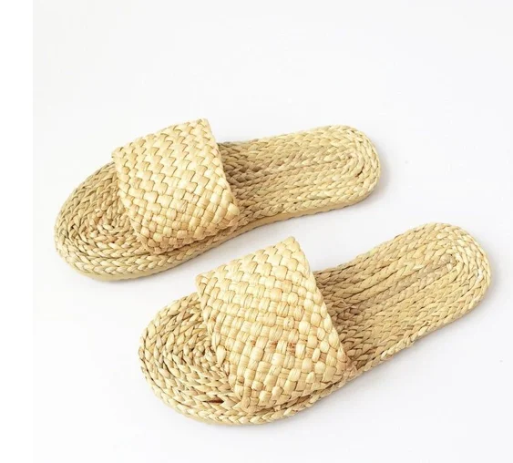Плетеные Тапочки ручной работы натуральные тапки с Гиацинтом женские сандалии вьетнамское ремесло
