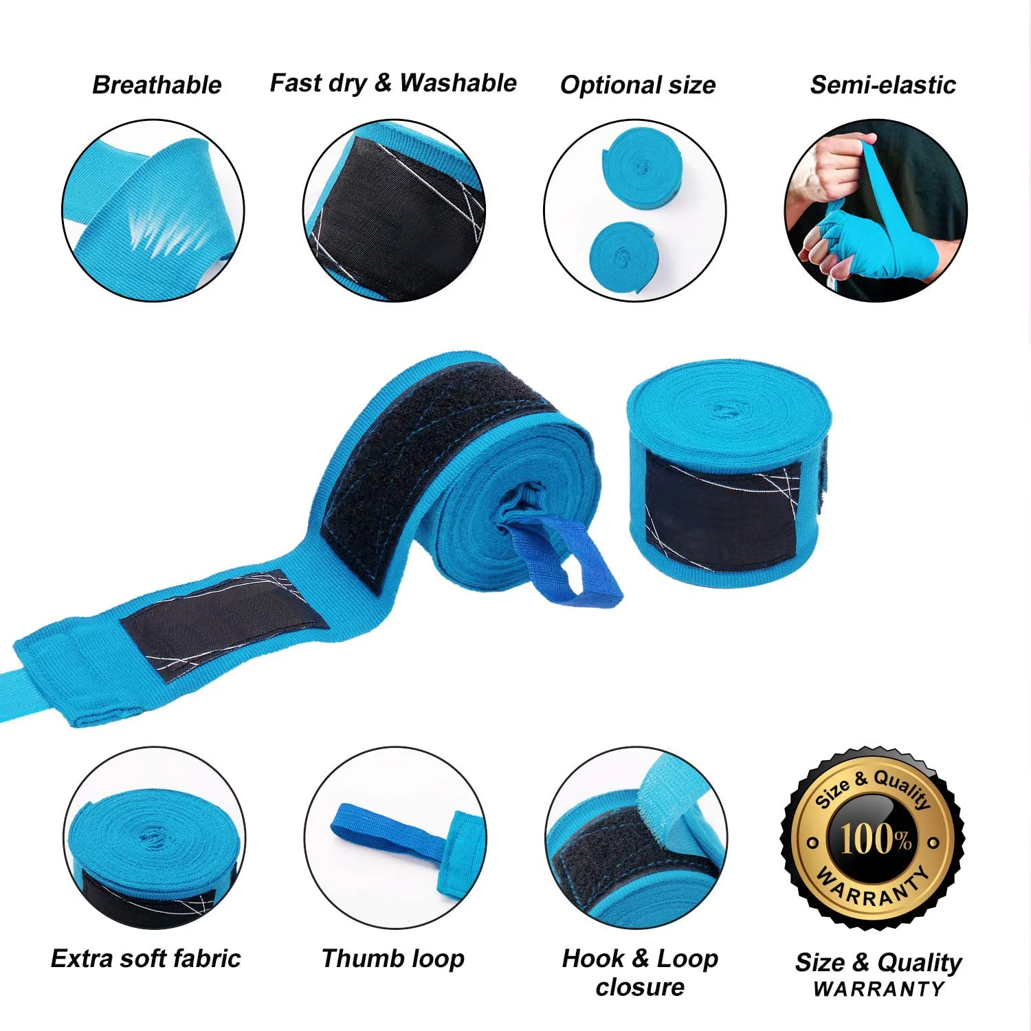 Hot Sale Custom Logo Hand Wraps Low Price Inner Fitness Elastic Handwraps Easy Cotton/Nylon Tape Boxing Colorful Hand Wraps