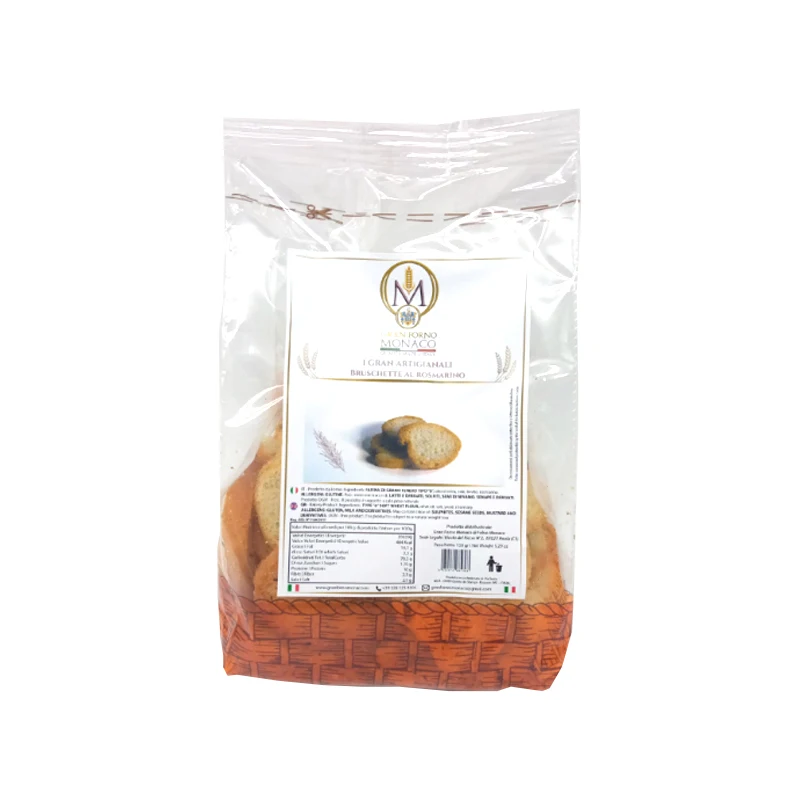 
Top Quality Bruscetta al Rosmarino - bakery product - Made in Italy Artisanal Calabria 150g Classic plastic packaging 