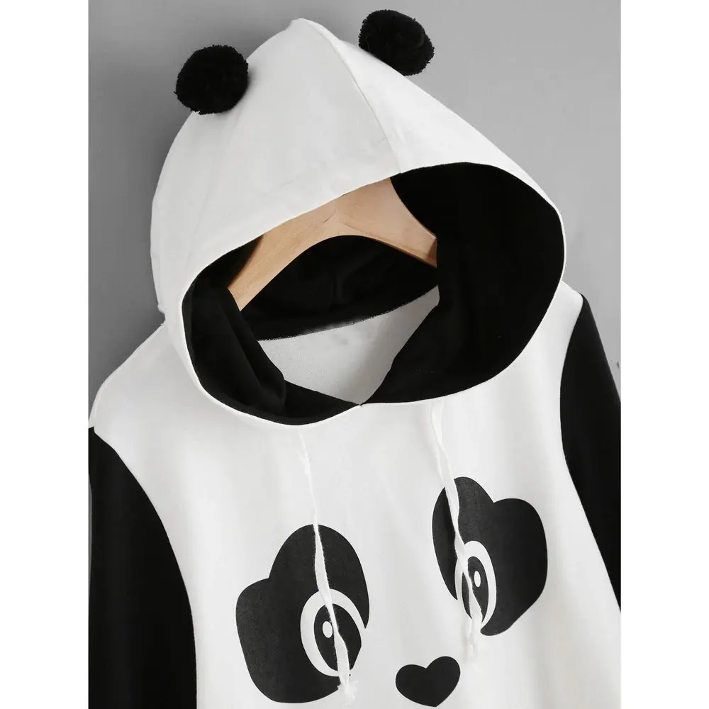 New Autumn Hoodies Ladies Casual Hair Ball Sweatshirt Women Hoodies/ Cute Cartoon Panda Print Sweatshirt/Sweatshirts Women 2020