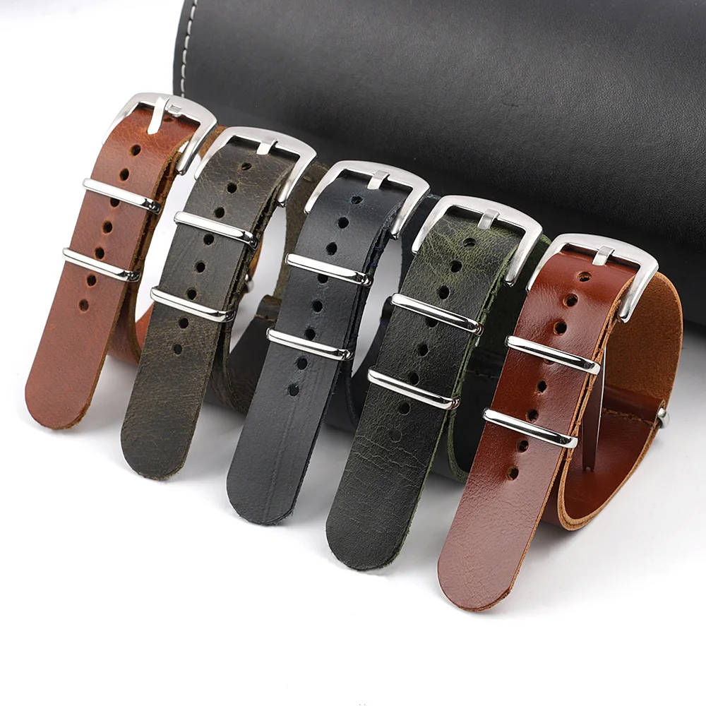 Low MOQ the Vintage Genuine Cow Leather Watch Straps Real Leather Band Watches