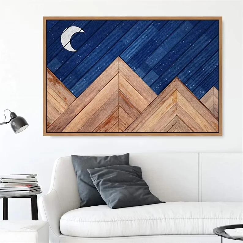 Rustic Mountain Top  Wood Style Mountain Canvas Print Canvas wood hanging