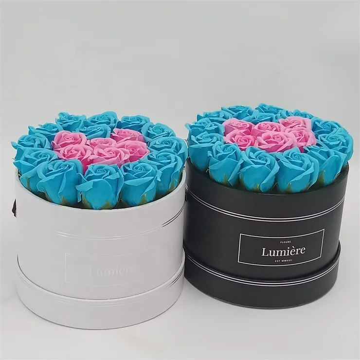 Wholesale/retail custom made round flower box paper rose bouquet box