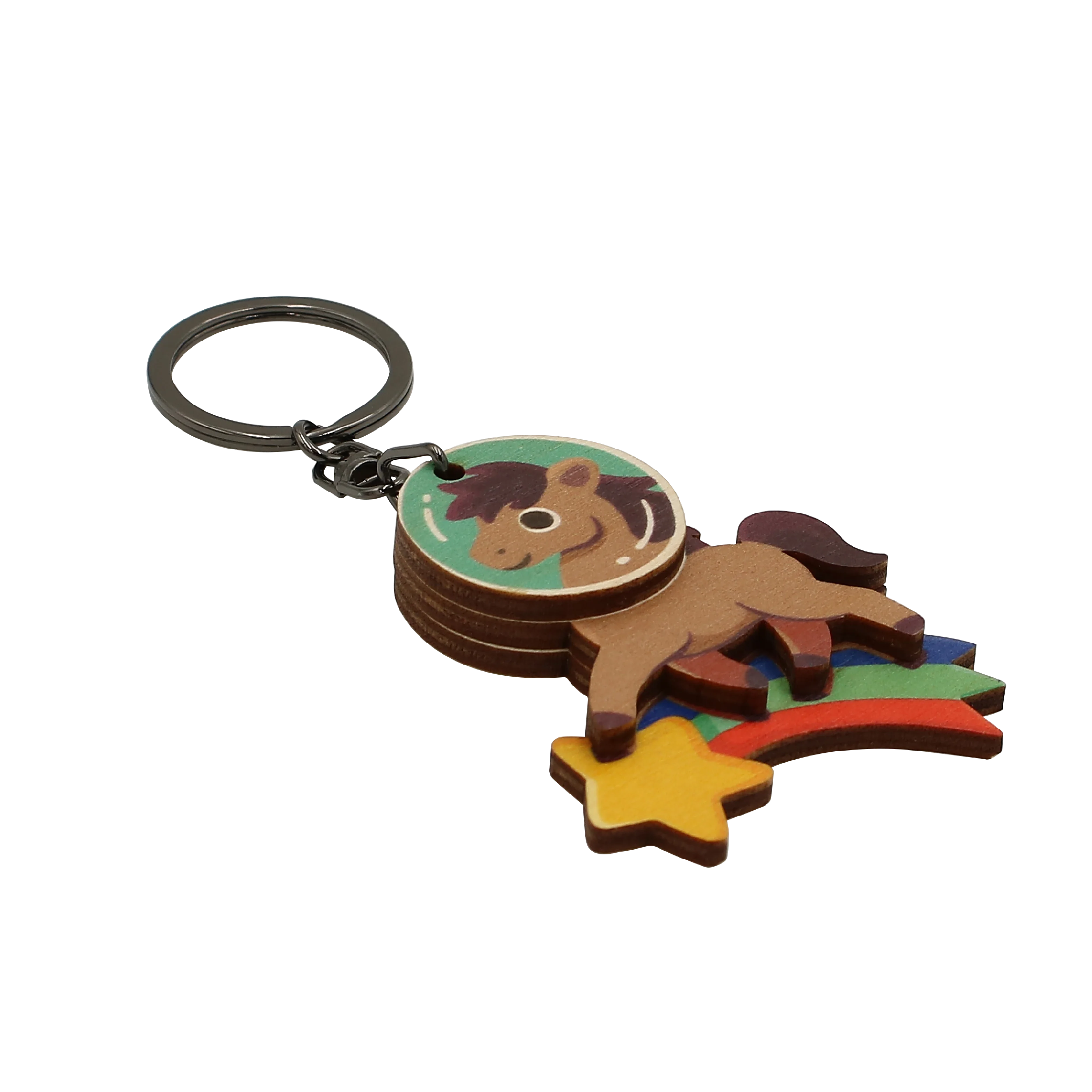 Рекламный подарок, милый деревянный брелок с космической лошадью, сувениры с логотипом на заказ