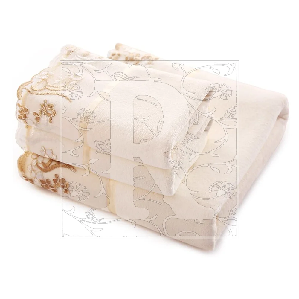 Luxury Custom Towel Logo Embroidery White Cotton hotel Bath Towel Sets