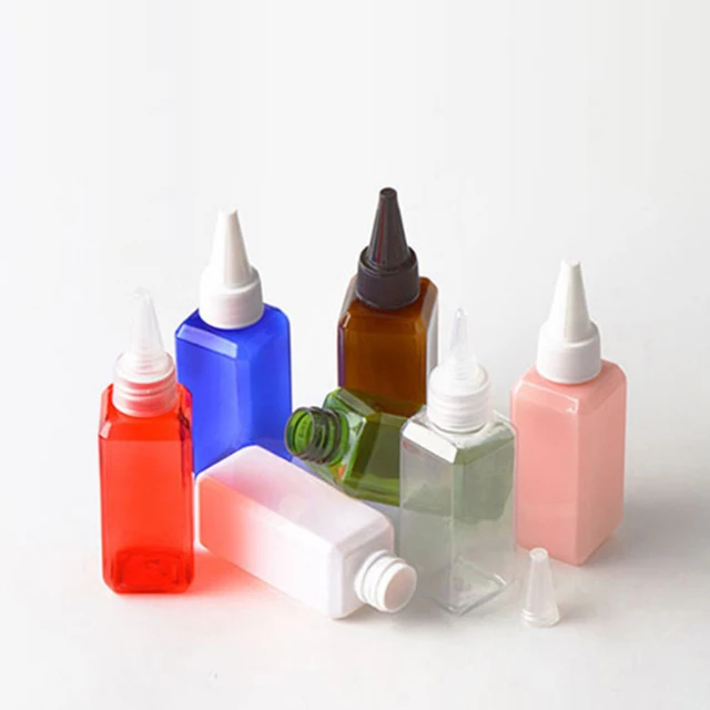 Hengjian 50ml white blue green pink amber red hair care packaging squeeze oil shampoo plastic bottle with twist cap