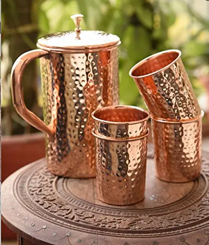 Pure king international Copper Water Jug For Ayurveda Health Benefits Handmade High Quality Copper Product Manufacturing