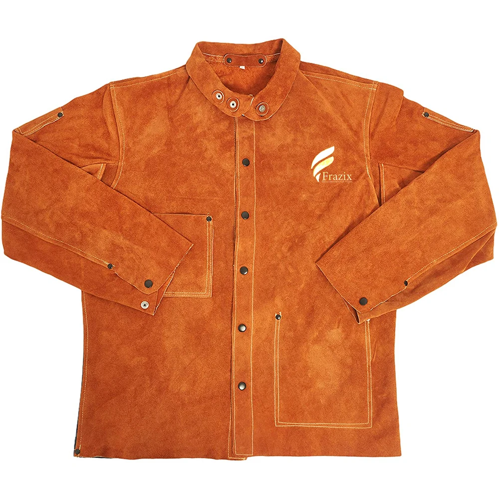 Fire Resistant Cowhide Split Leather Welding Jacket