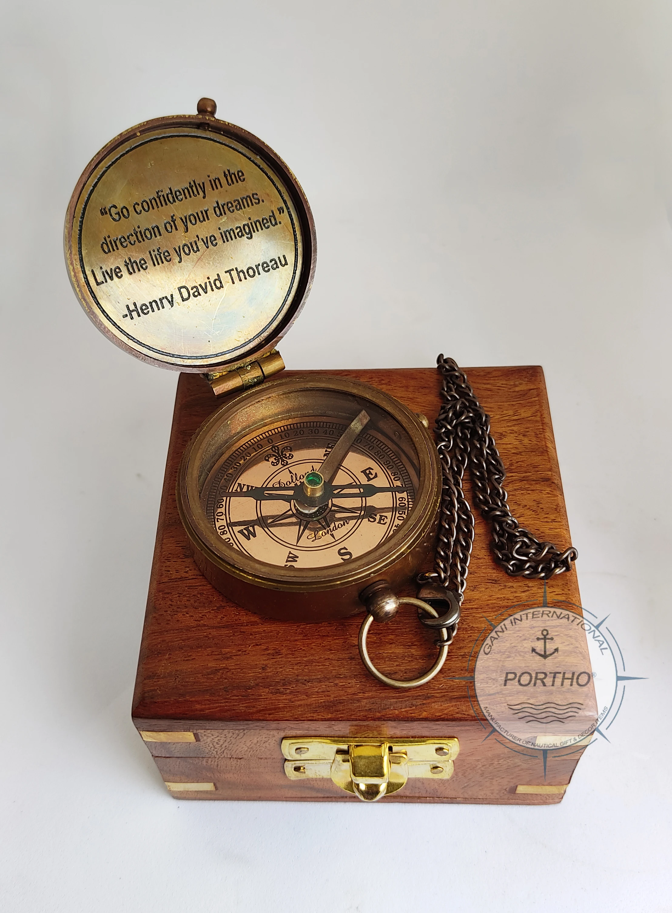  Antique Brass Birthday Compass With Wooden Box Pocket compass Best