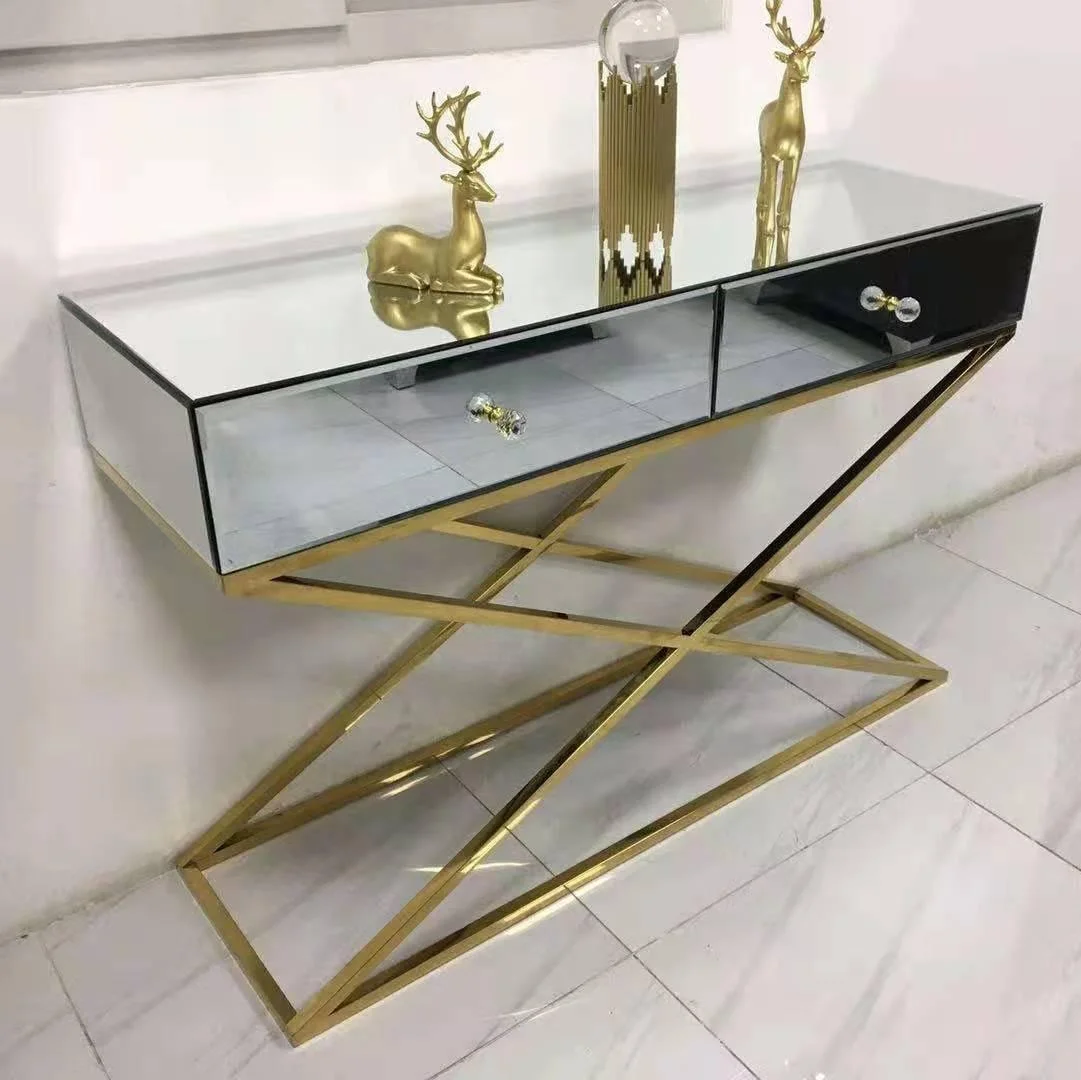 Big wedding flower stand rose gold silver console table Stainless steel frame luxury banquet useful high quality