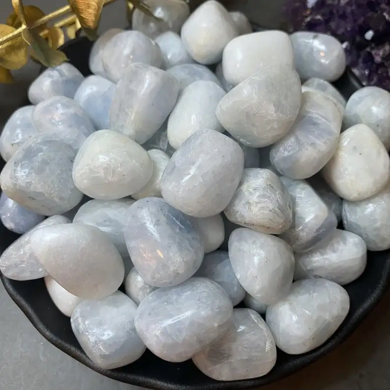 Blue calcite  healing crystal tumbled stone medium/ large tumbled stone  with premium quality : Blue calcite  Tumbled stone