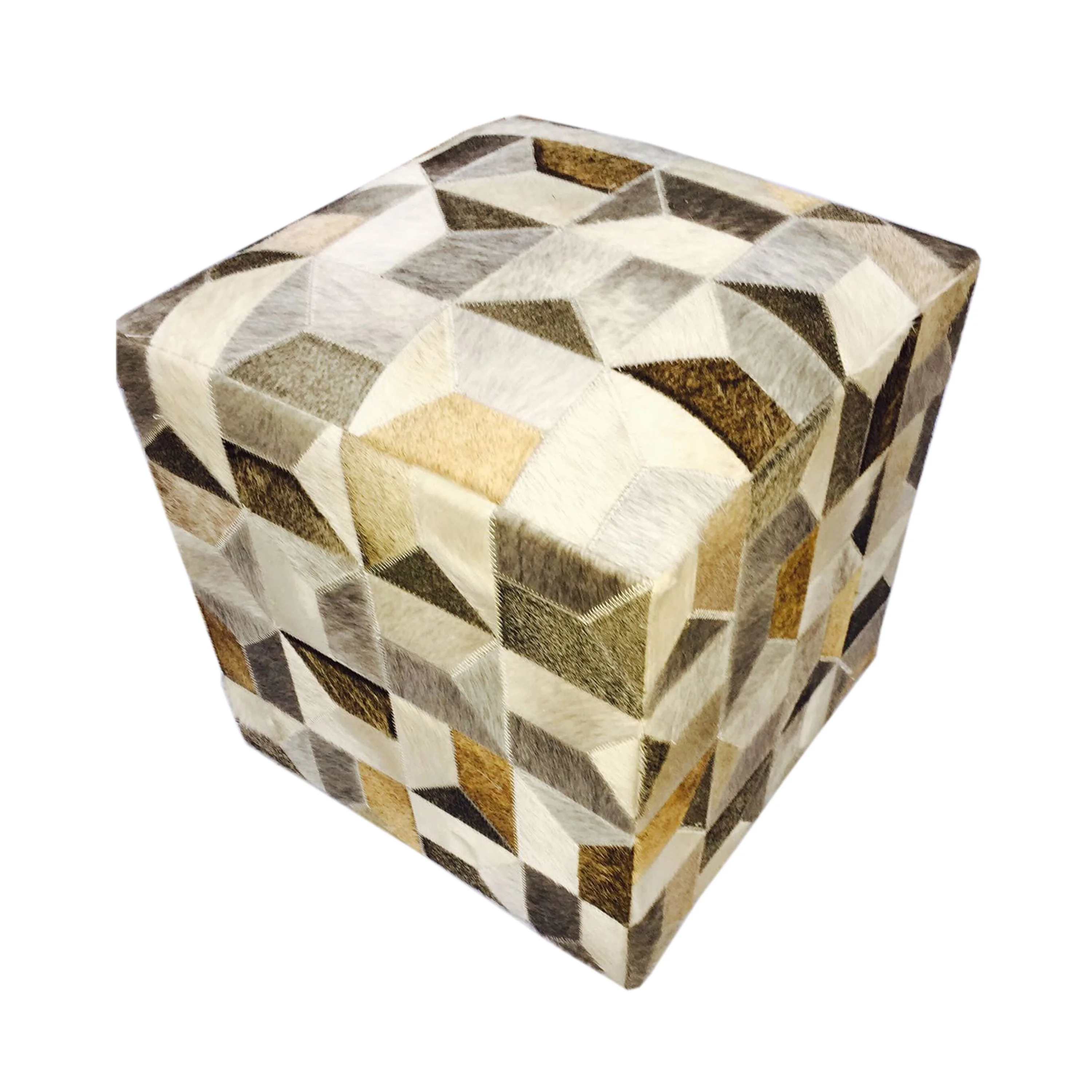 strip and square design pouf stool  patchwork leather pouf wholesale strip design pouf stool