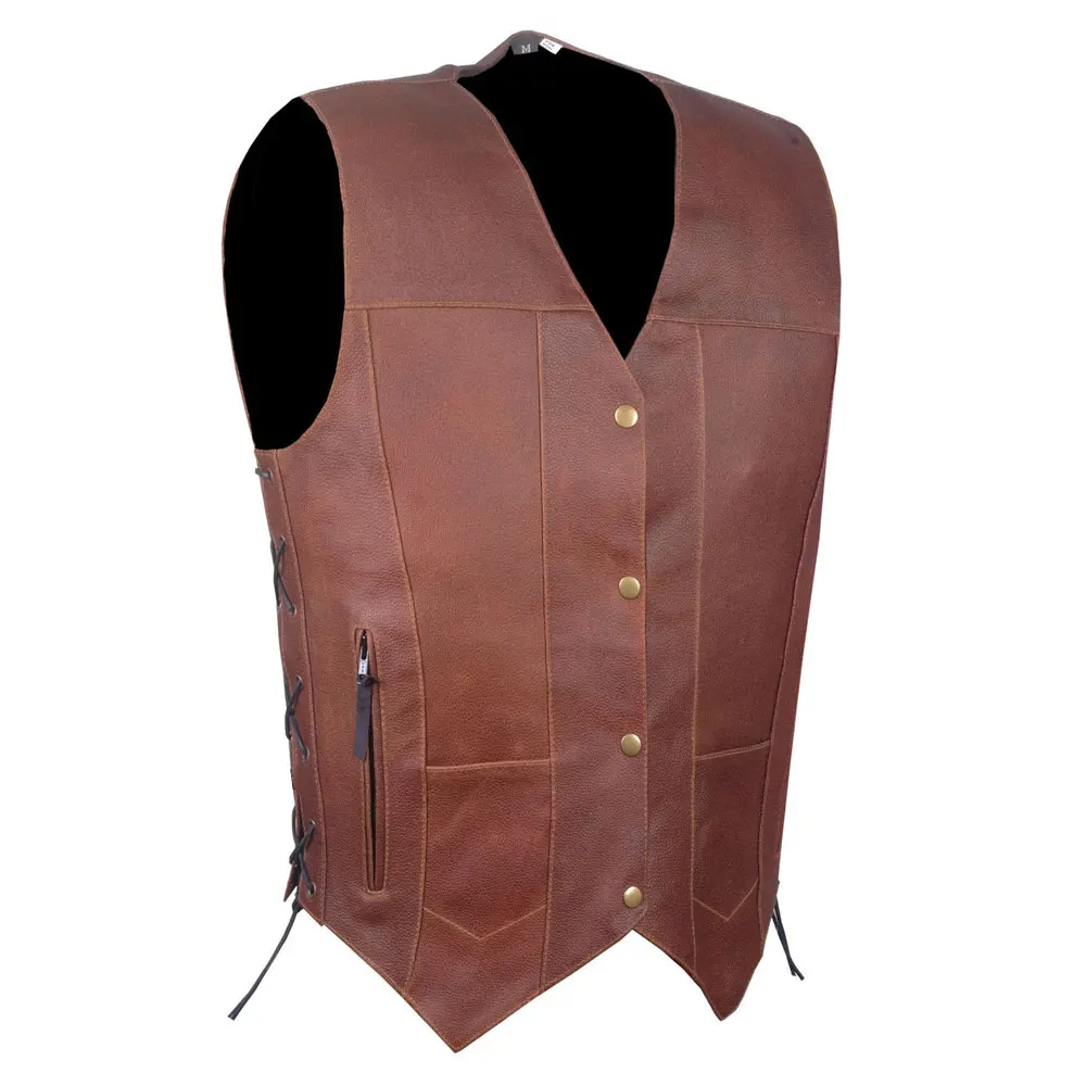 Fashion men leather Autumn and winter Sheepskin wool Vest leather vest motorcycle leather biker customized Vest