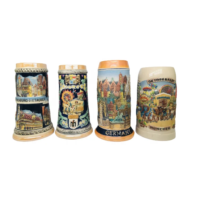 Beer Stein Mug German Oktoberfest Drinking Tankard with Petwer Lid for Birthday Gifts beer mugs for men