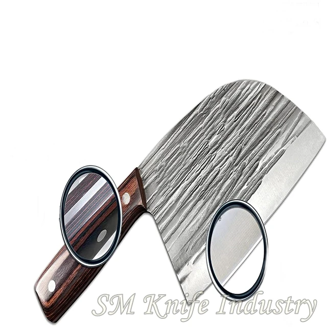 Damascus Chopper Cleaver Knife DAMASCUS Steel Blank Blade Knifes Daily Kitchen Tools Carbon Steel G10 (smk2017)