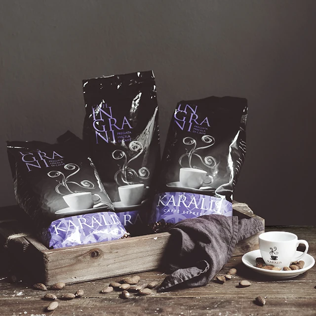 Quality whole Beans Espresso Coffee Blend - Caffe Karalis VIOLA 1Kg Bag in bag protected with aroma valve