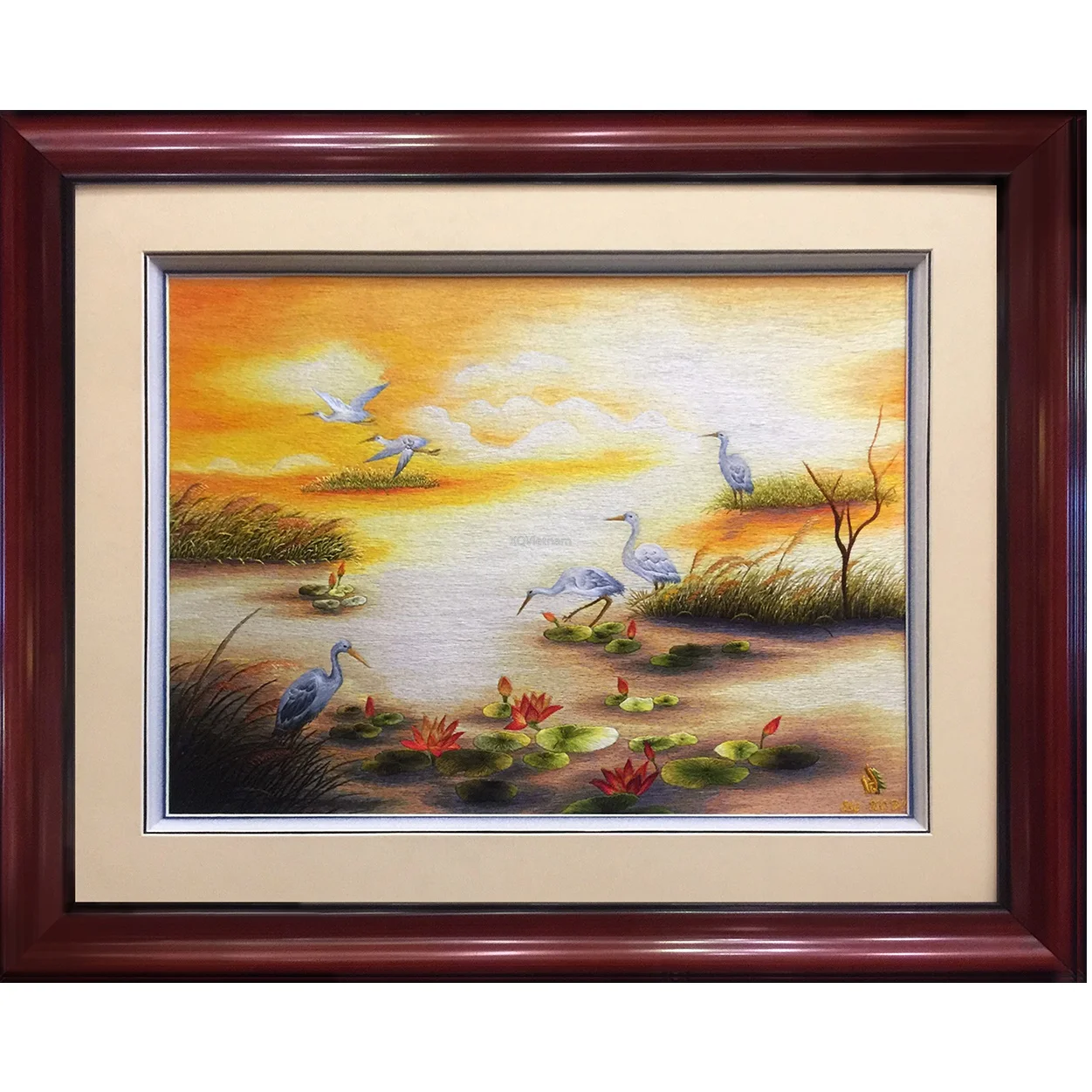 Wall Art Decoration An Evening On My Hometown Embroidary Scenery Paintings in Traditional Style