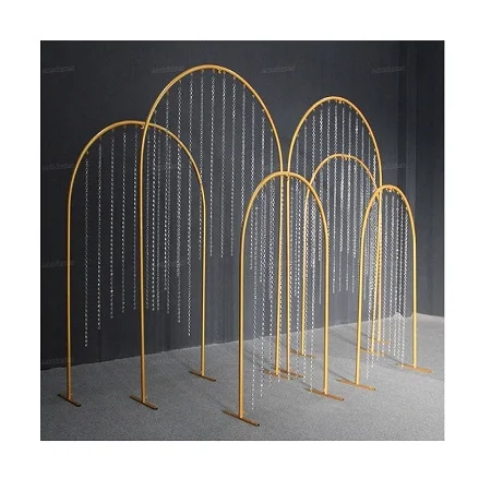 Wedding Arch Gold and White Iron Square Backdrop with Artificial Flower Stand Party Backdrop at Cheap Price