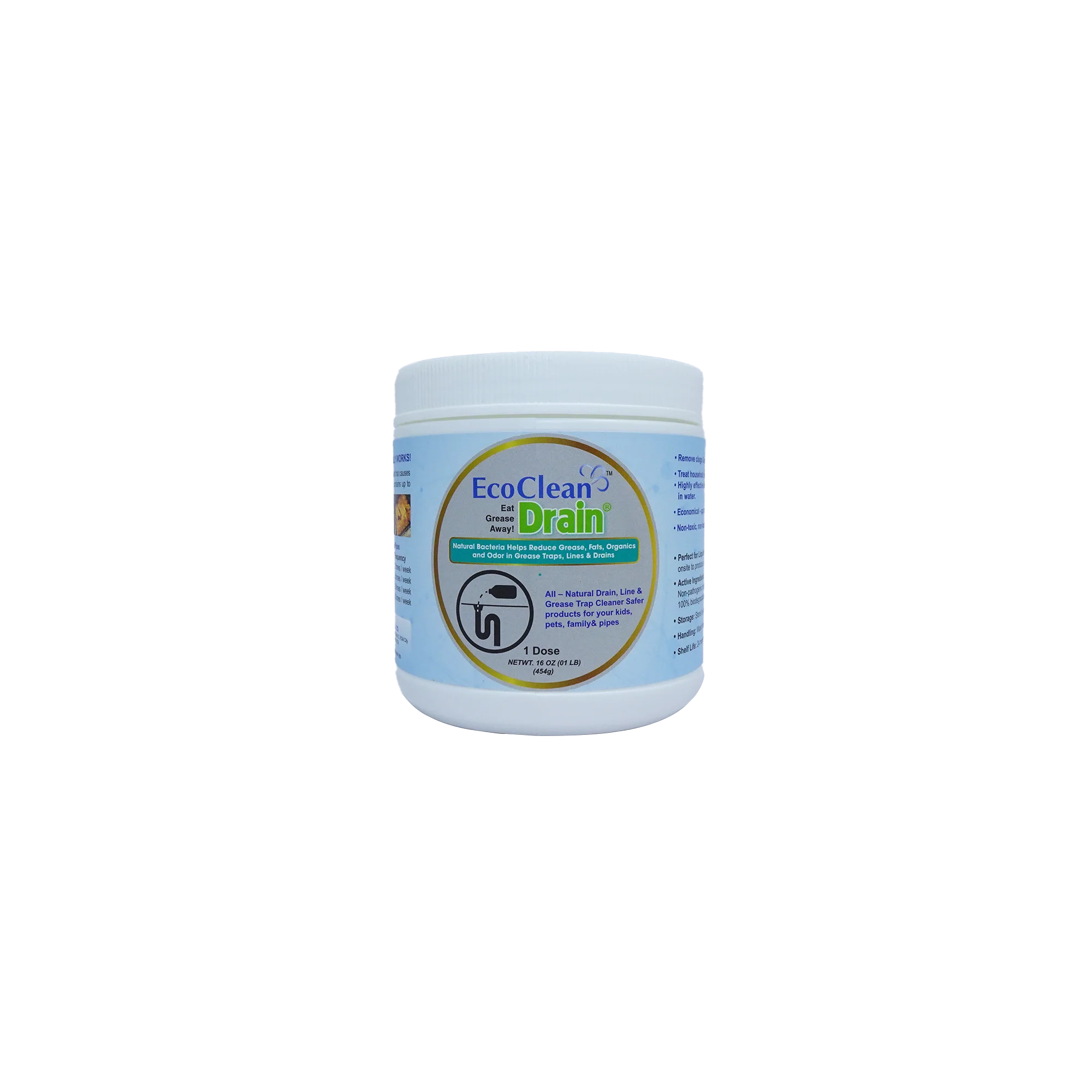 
EcoClean Drain - 454 Gram - Grease Eating Bacteria For Drain 