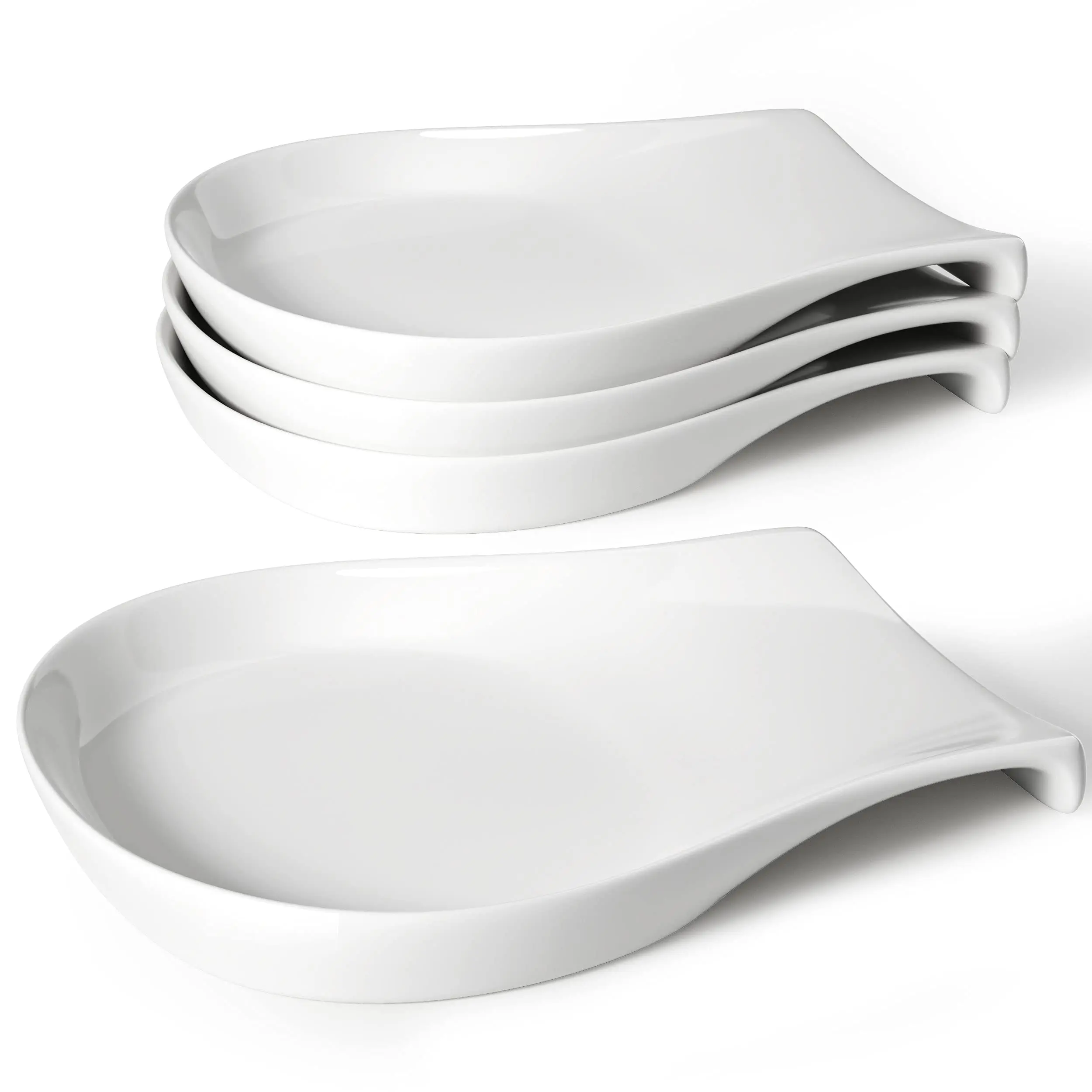 Custom Kitchen Counter Porcelain Ladle Utensil Holder White Coffee Spoon Rest Ceramic Spoon Rest for Stove Top
