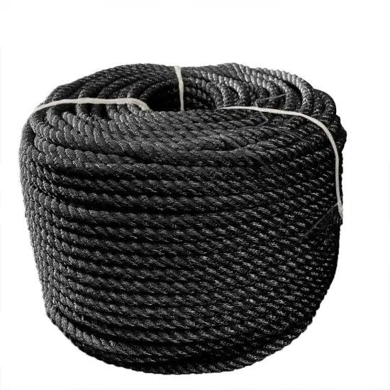 Europe Quality Ropes 3 strand or 4 strand PP Danline Twisted Packaging Rope for fishing net marine Black Polypropylene Rope India Factory