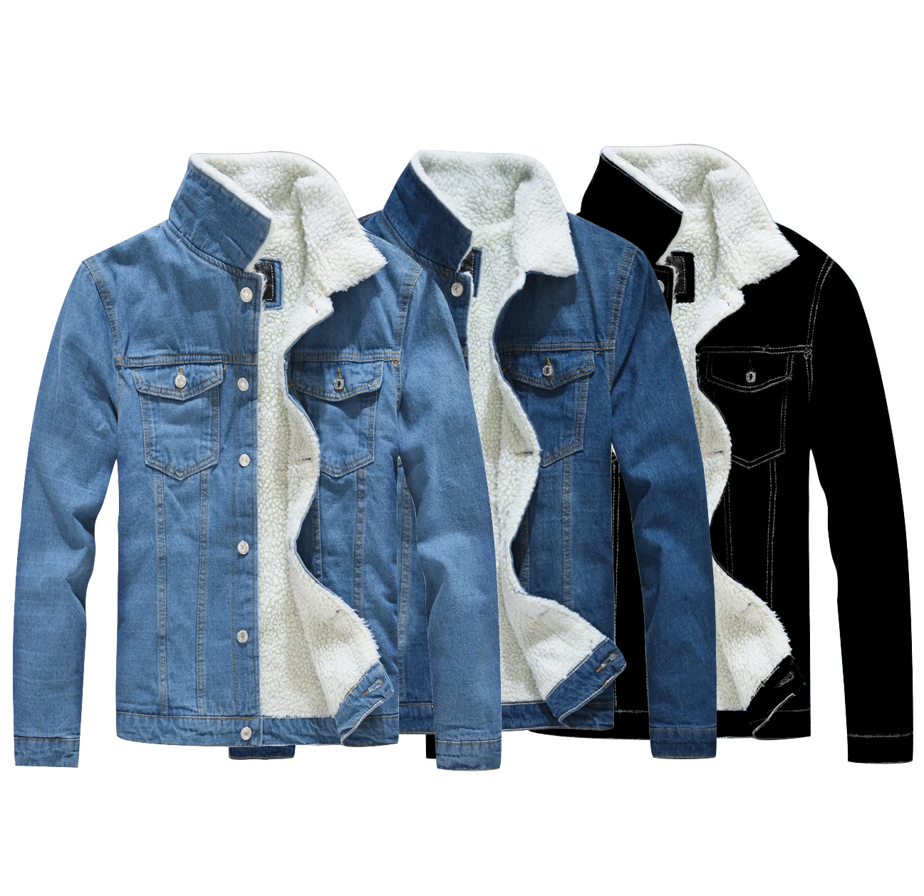 Fashion Classic Plus Size Mens Denim Jacket Wholesale Autumn Winter Casual Bomber Jacket North Face Jacket Printed Nonwoven 2pcs