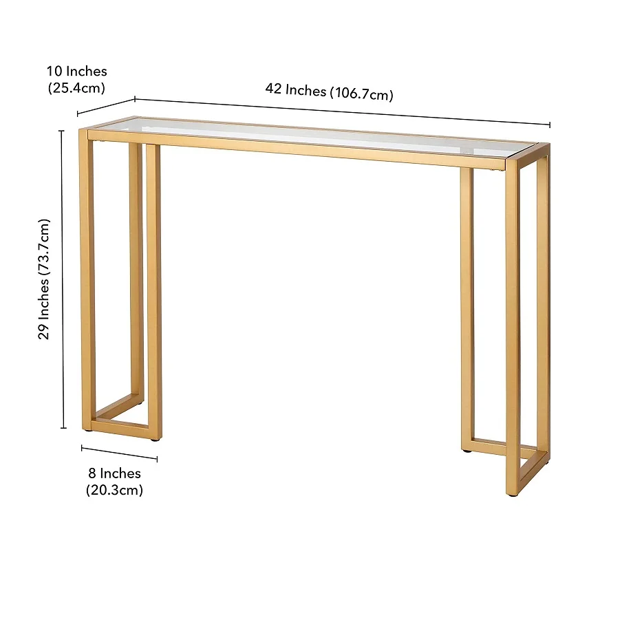 Stainless Steel Console Table Handmade Metal Gold Base and Glass Top Console Table For Living Room Furniture