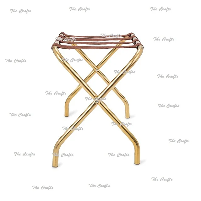 Metal Gold Color Luggage Rack For Home And Hotel Use OEM Customized Storage Folding Luggage Rack