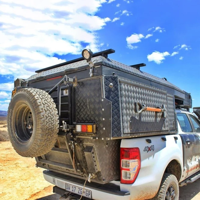 Aluminum pickup double cab tub canopy camper