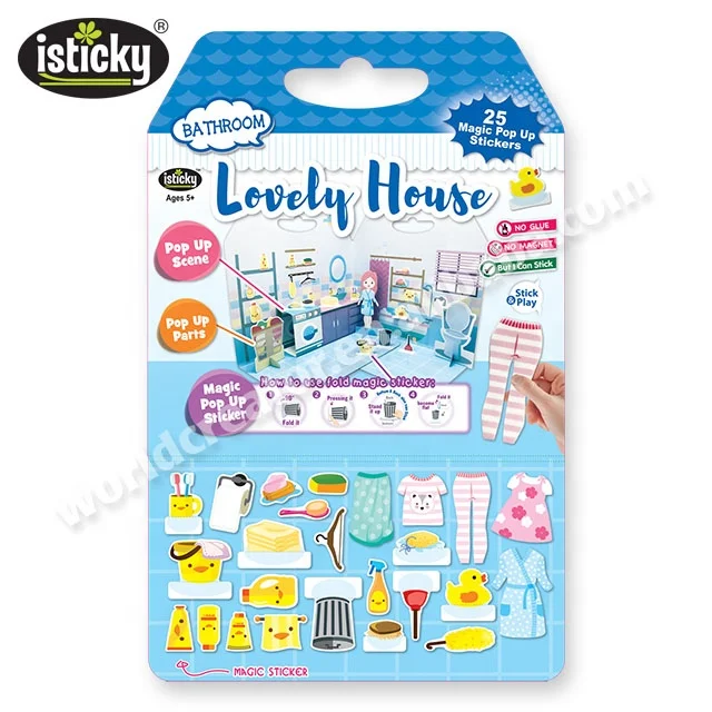 Pop Up House Bathroom TPE Sticker Game Cartoon Stickers