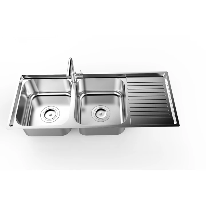 Wholesales durable commercial stainless steel kitchen sinks with drainboard 1050 x 440 x 220 mm