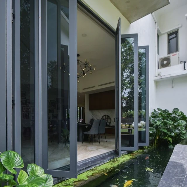 High Performance Aluminum Frame Window Doors Double Glass Accordion Door Design Sliding Folding Doors