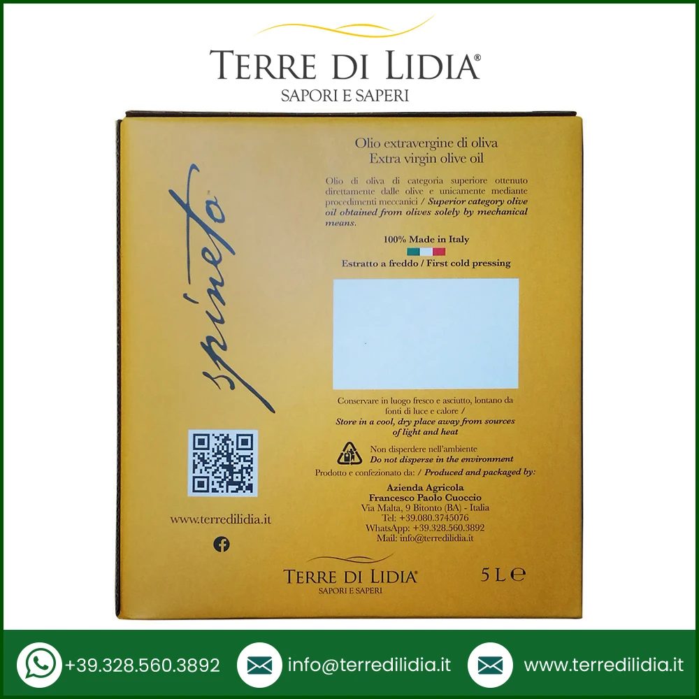 Private Label OEM Extra Virgin Olive Oil Bag in box Spineto 5 L