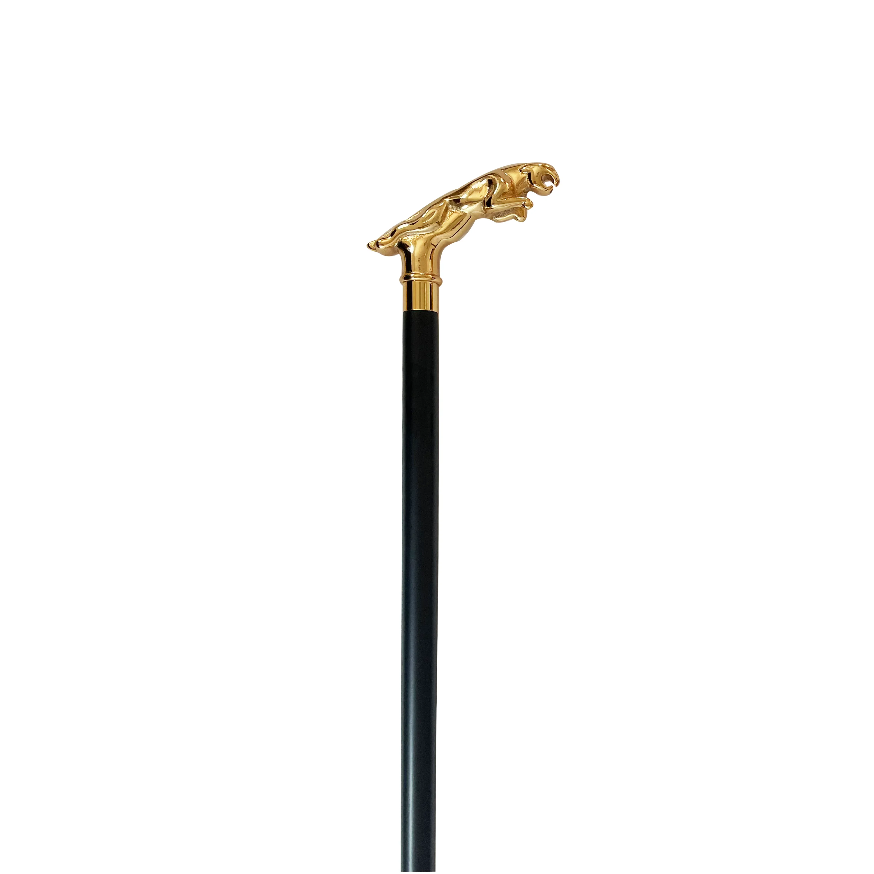 Luxury silver jaguar head walking sticks wood cane