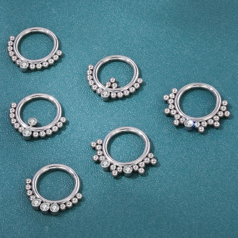 G23 Titanium bling cute cz rhinestone slave septum piercing nose ring for women