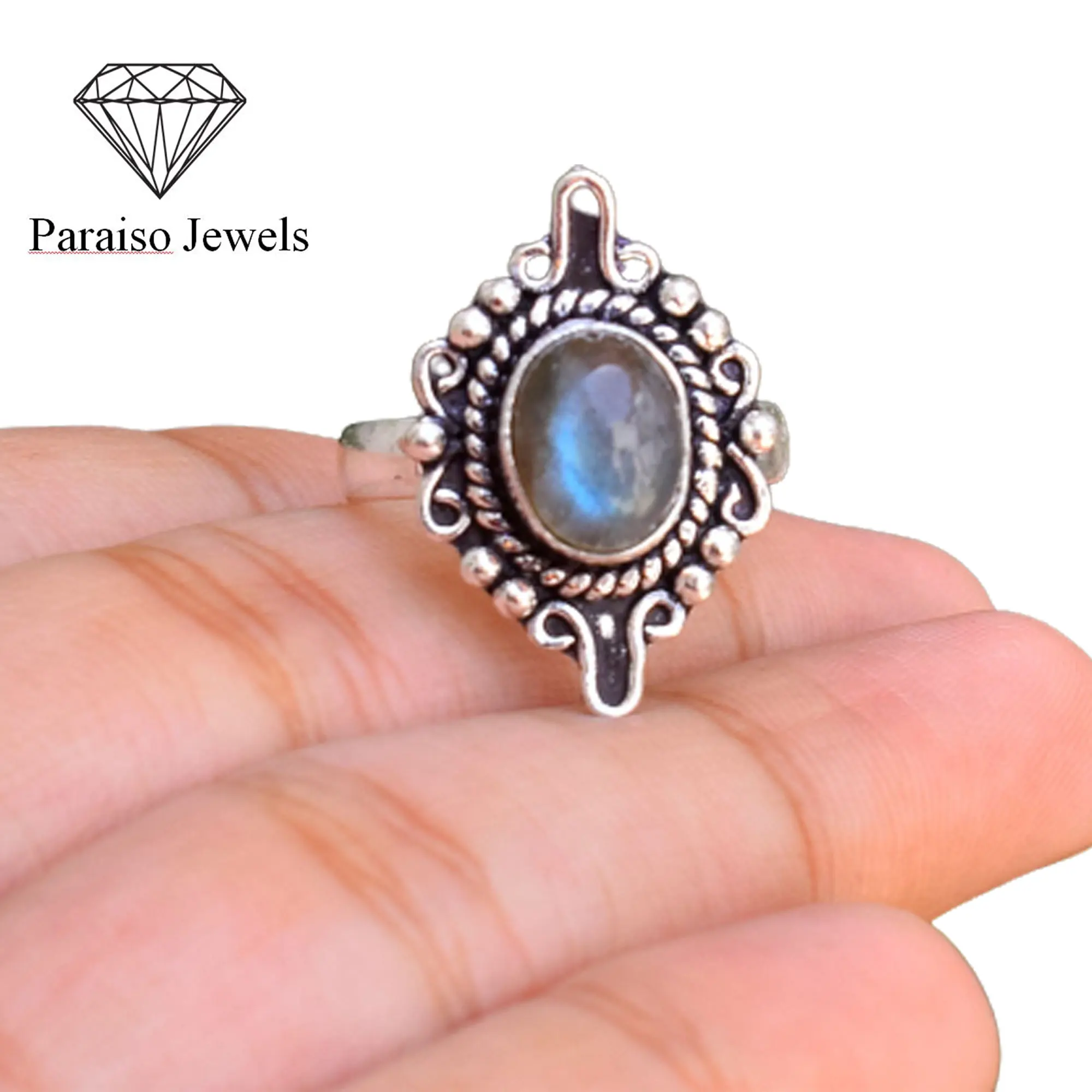 Natural Labradorite 925 Wholesale Gemstone Sterling Silver Handmade Ring Jewelry Wholesale Factory Price
