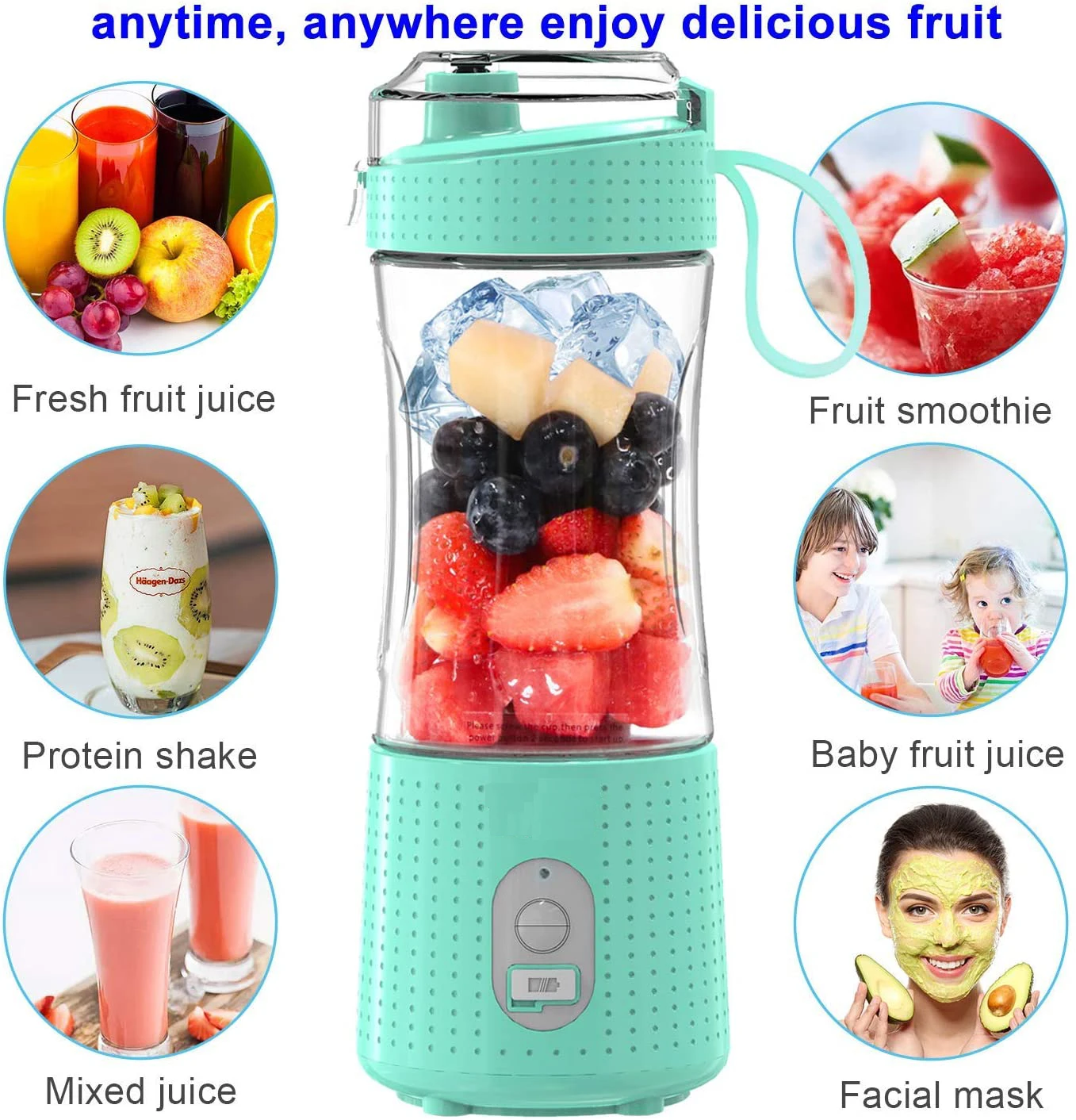 150W 7.4V 380ml Usb Mixer Electric Juicer Machine Smoothie Blender Mini Personal Blender Cup Juice Portable Blender