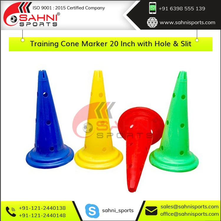 Wholesale 20 Inch Agility Cones High Quality PE Plastic Sports Equipment with Hole & Slit Best Price Training Cone Marker