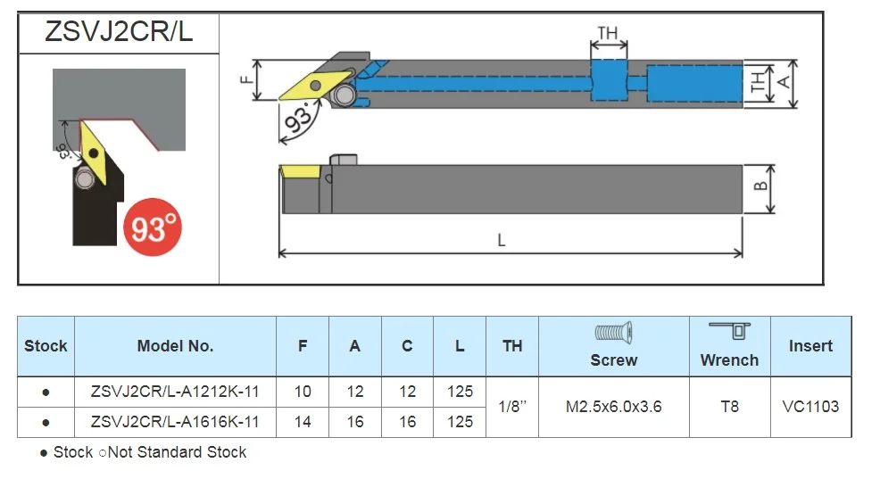 
Automatic Lathes Tools ZSVJ2CL External With Coolant Left Hand 93 Degrees Inserts VC1103 
