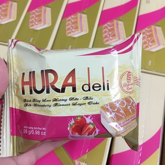(BIBICA BRAND) HURA DELI STRAWBERRY MILK  336G SPONGE CAKE VIET NAM