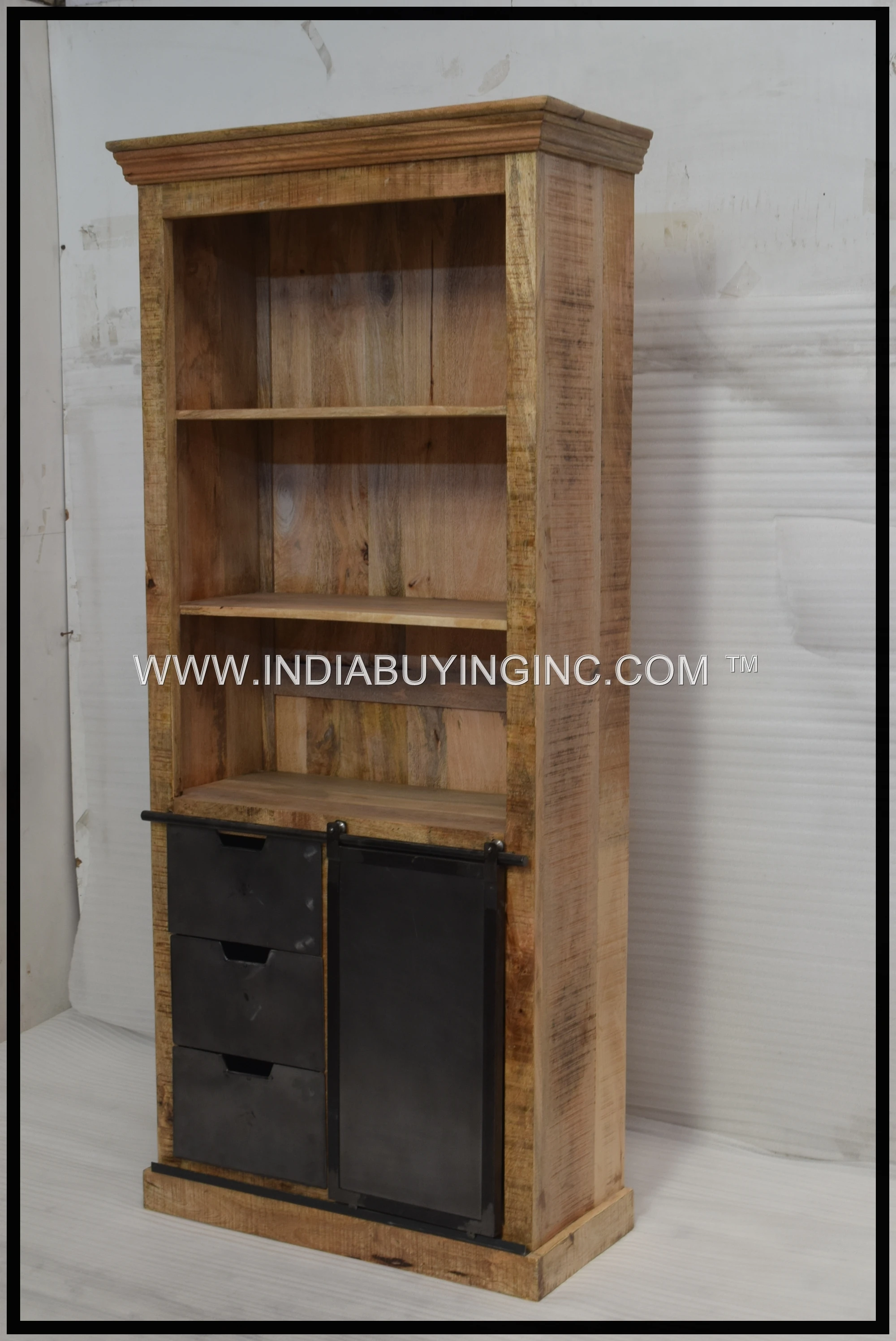 Хит продаж шкаф для хранения стеклянных дверей из массива манго изготовленный высококачественного железа и дерева дома отеля