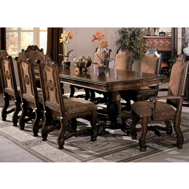 Buy Teak Wood Dining Table & Chairs Antique 8 Seater Dining Table Set Solid Wood Formal Dining Room Sets at Sale Prices