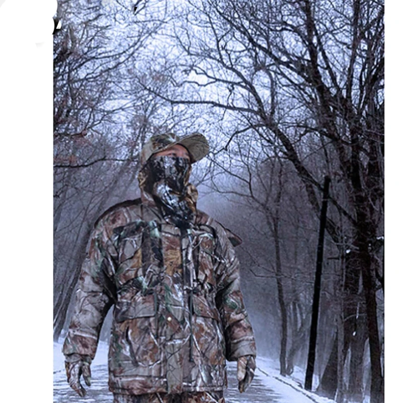Мужской зимний осенний теплый Камуфляжный охотничий костюм одежда брюки на подтяжках комбинезон для рыбалки пуховик камуфляжный