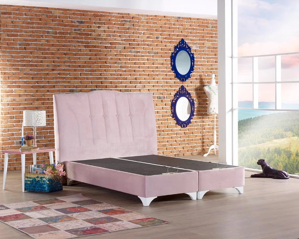 Contemporary Queen Size Solid Birch Wood Bed Base Modern Double Velvet Storage Bed for Home Bedroom Furniture