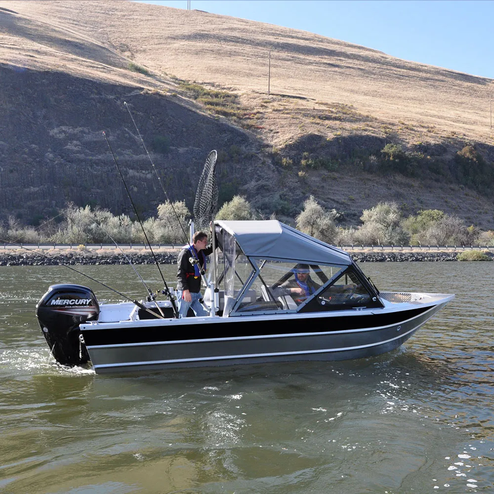 Soft Top All Weld  Aluminum Electric Sport  Fishing Boat with   forward mounted windshield
