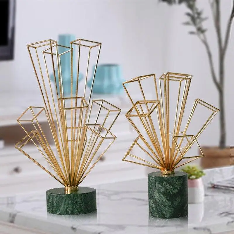 Geometrical Decorative Sculpture With Marble Base Desk Figurine Intelligence Development and Stress Relief Desk Sculpture Decor.