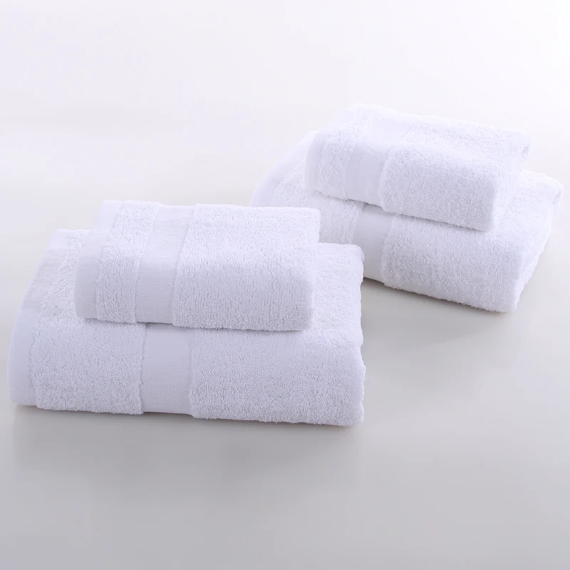 Manufacturer cheap 14S Cotton Dobby white towels set bath face hand towel with good water absorption
